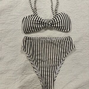 Striped Black and White Bikini Set BNWOT